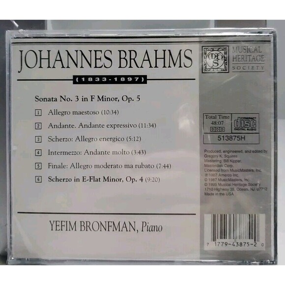 Brahms: Piano Sonata No.3 - Music CD -  -   - Musical Heritage Society - Very Go - Picture 2 of 2
